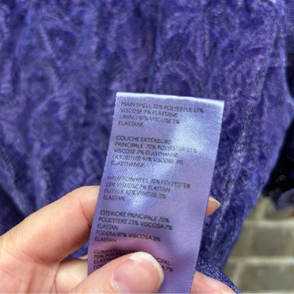 Anthropologie Parvati Purple Lace Top Blouse Short Sleeve Lined Women Sz Medium - Picture 6 of 9